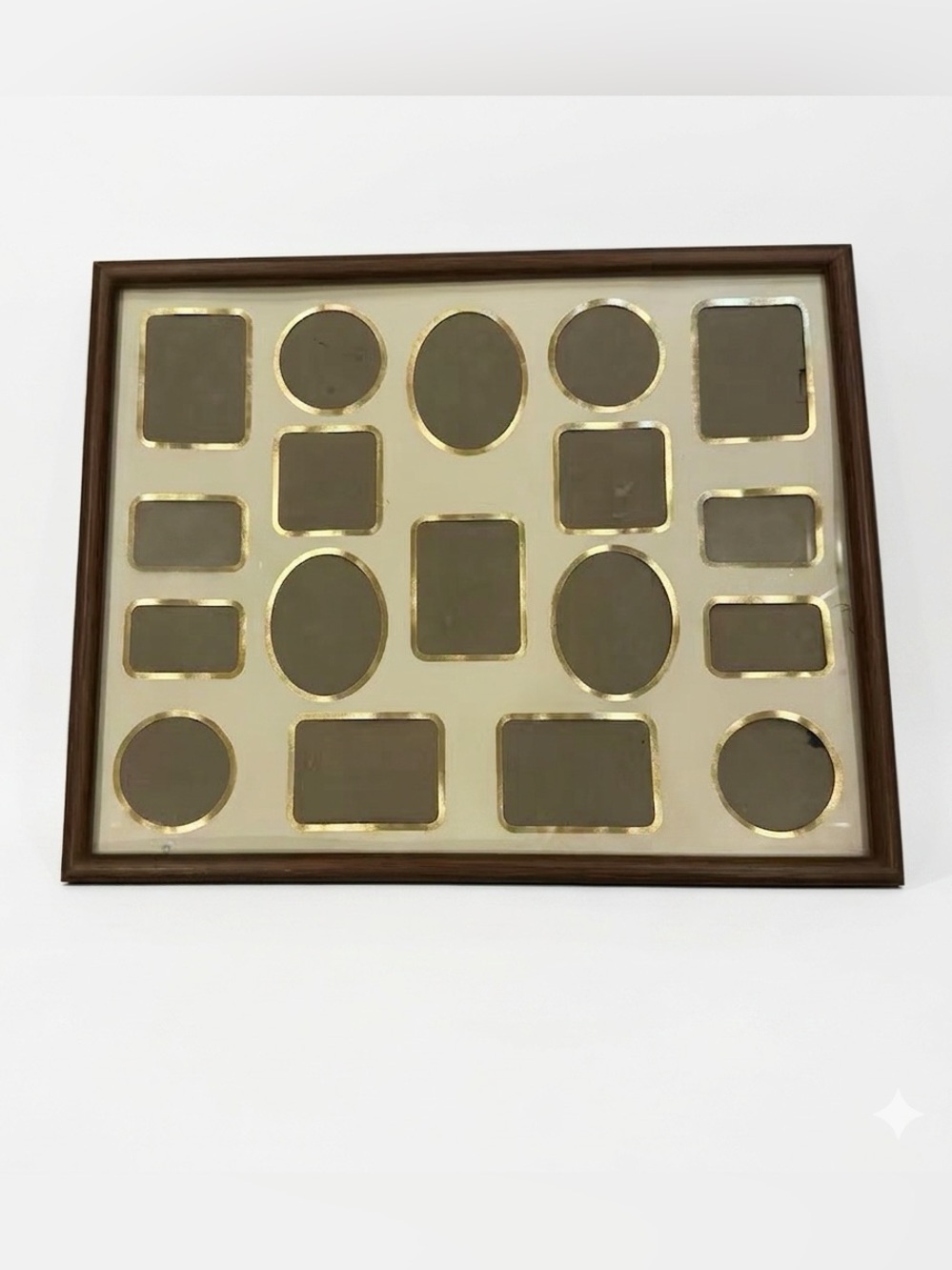 Vintage Collage Picture Frame 21x17 Wood 18 Opening Photo Mat Wall Hanging